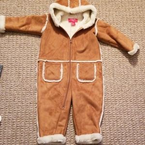 Toddler Faux Suede and fur winter bundle/jumpsuit